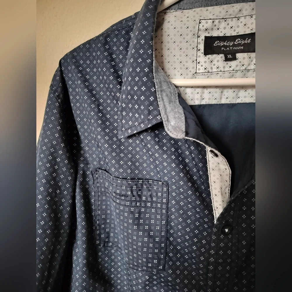 Men's eighty eight platinum shirt button down long sleeve size XL printed - Picture 2 of 4